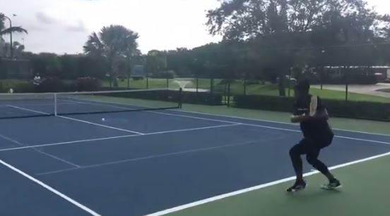 Serena Williams, Seven Months Pregnant, on the Practice Courts  