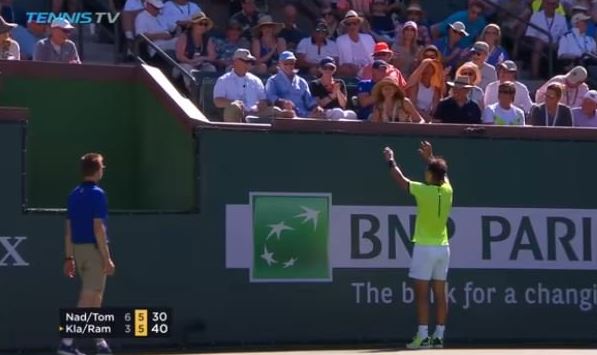 Watch: Nadal Throws up a Prayer and Gets some Laughs  