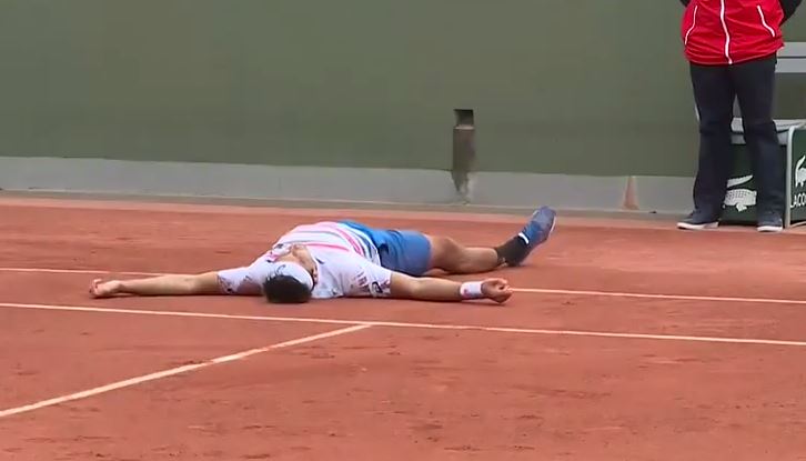 Video: Matosevic Ends Run of Grand Slam Ineptitude and Rolls in the Dirt to Celebrate 