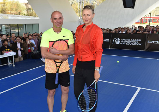 Video: Andre Agassi vs. Maria Sharapova in Stuttgart 