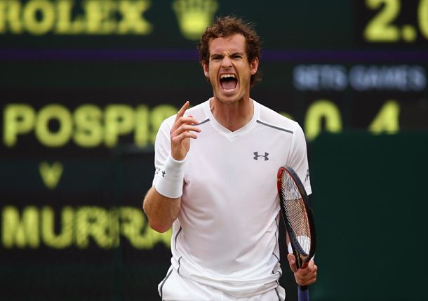 It Took Andy Murray a Few Games to Get His Second Serve Warmed Up at Wimbledon Today 