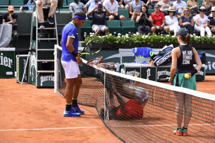 Paire Falls Hard, Nadal Looks Confused  