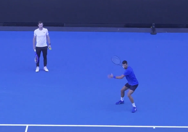 Djokovic and Murray Hit the Practice Courts in Melbourne  